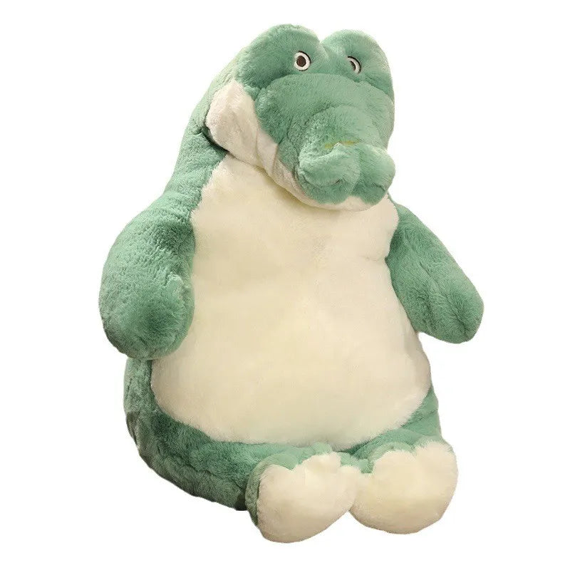 Grand lapin en peluche lesté posé sur un lit