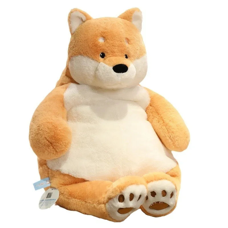 Détail des coutures et finitions du lapin en peluche