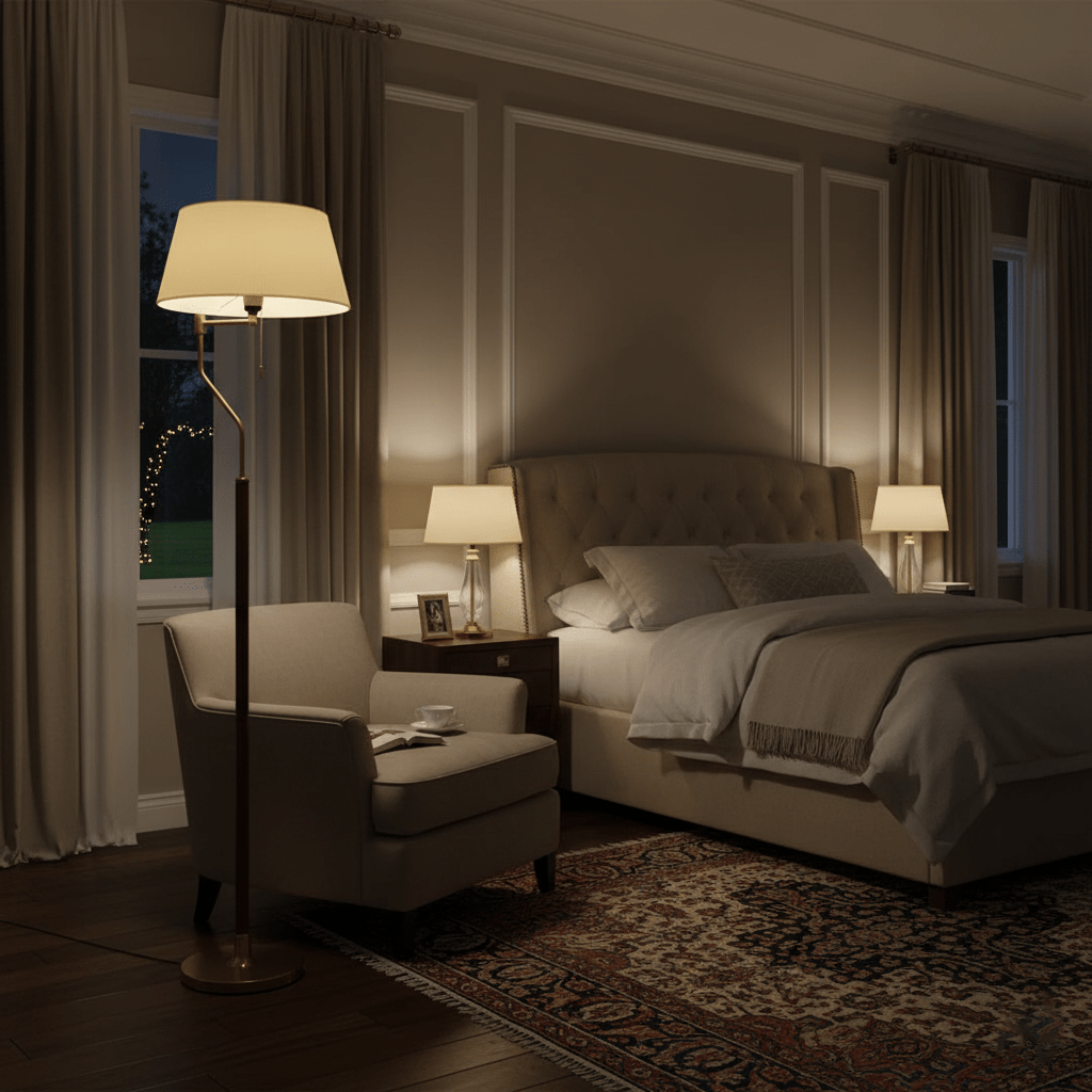 Lampe de sol dans un salon moderne et épuré