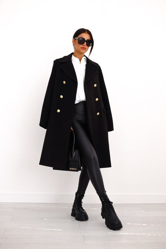 Manteau long à double boutonnage, parfait pour toutes saisons