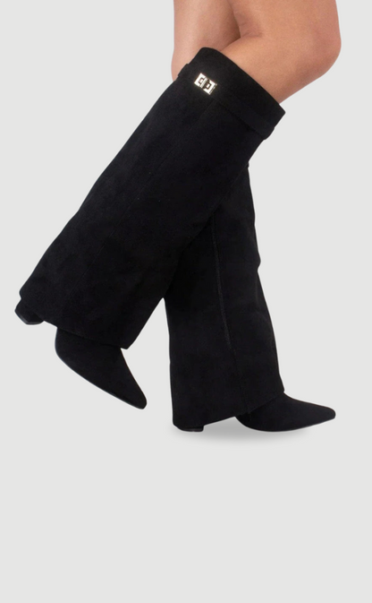 Bottes en cuir avec talon bloc et design moderne