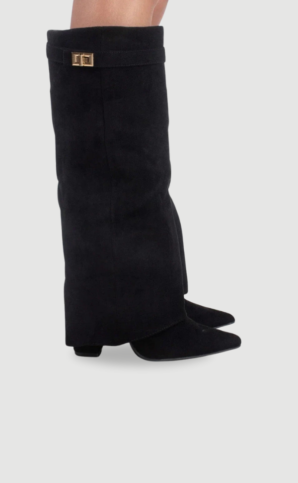 Bottes hautes avec tige évasée et talon bloc