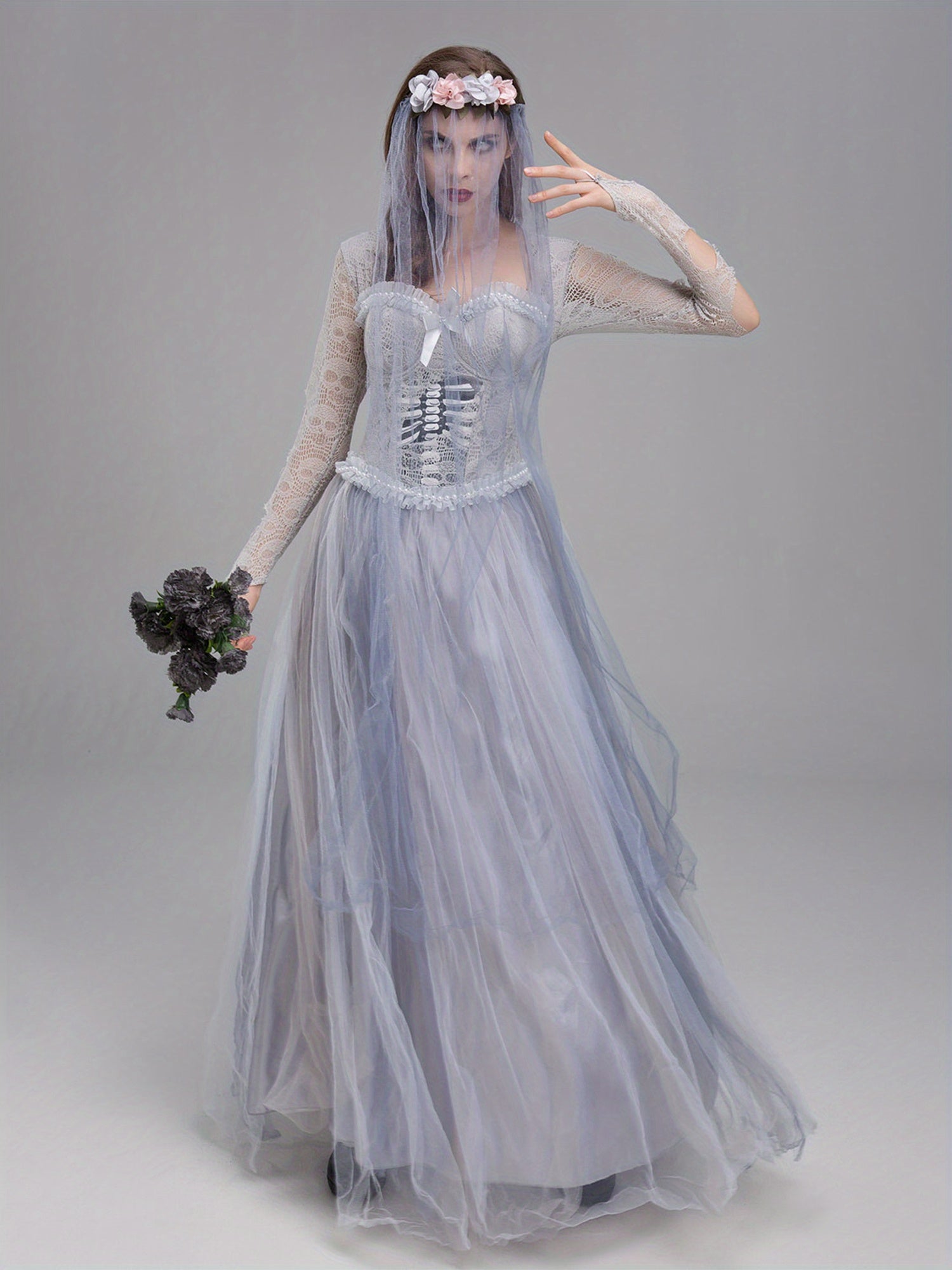 Robe gothique longue avec jupe en tulle fluide