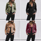 Veste en cuir avec fermeture éclair asymétrique et col à revers