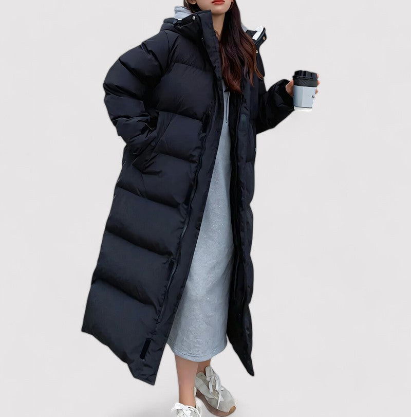 Détail du matelassage de la veste imperméable noire