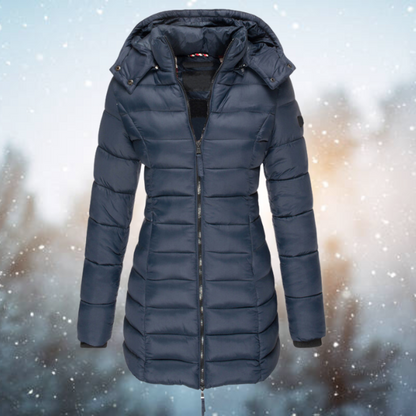 Veste matelassée femme en position ouverte avec capuche