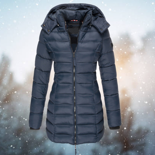 Veste matelassée femme en position ouverte avec capuche