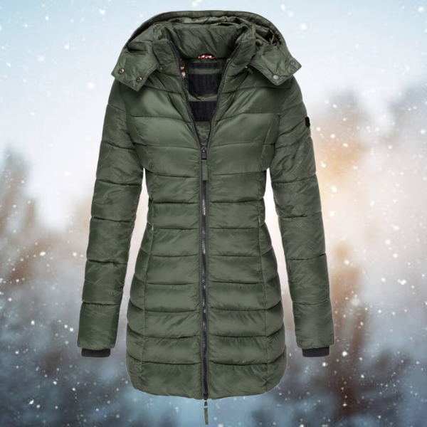 Vue de profil de la veste d'hiver matelassée pour femme