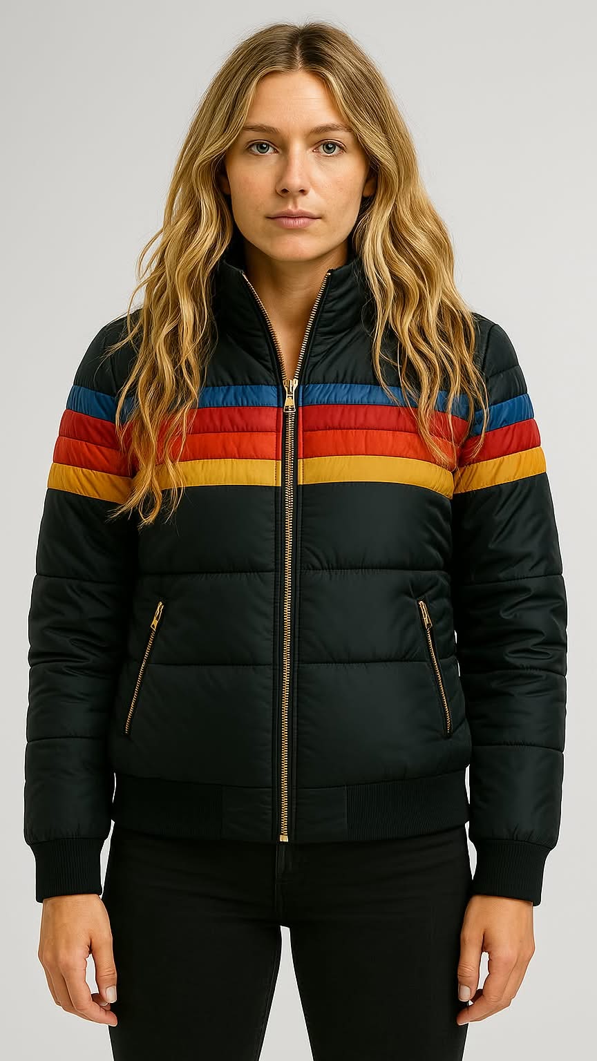 Veste d'hiver imperméable avec design colorblock et capuche
