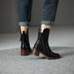Vue de côté des bottines montrant le lien arrière stylé