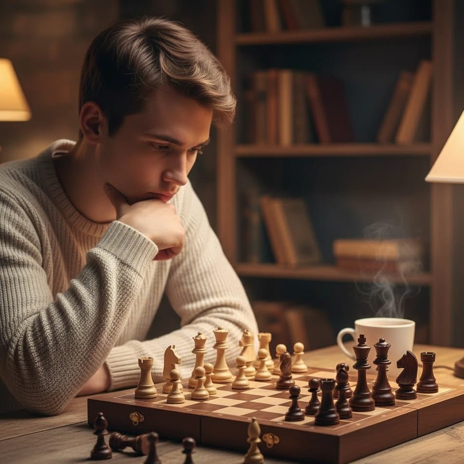 Gros plan sur les pièces d'échecs en bois finement sculptées