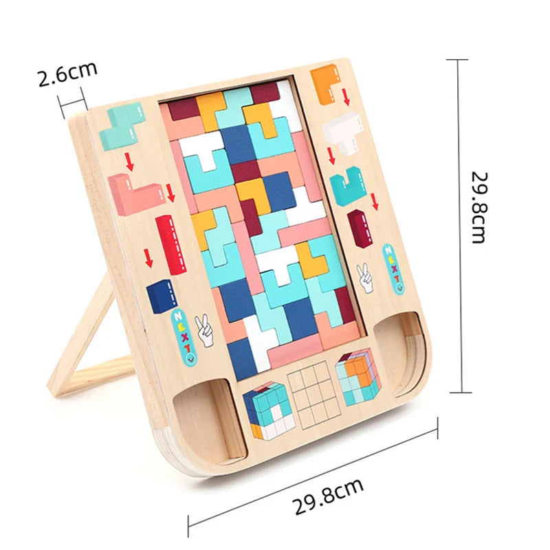 Puzzle en bois partiellement assemblé sur une surface