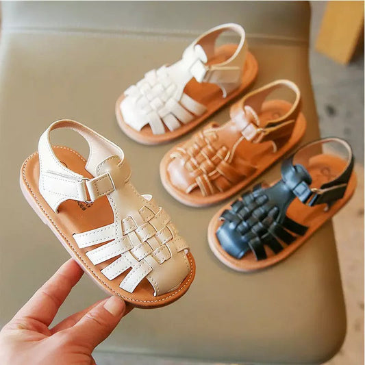 Sandales enfant tissées avec fermeture Velcro ajustable