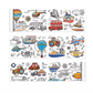 Papier autocollant géant avec motifs variés à colorier