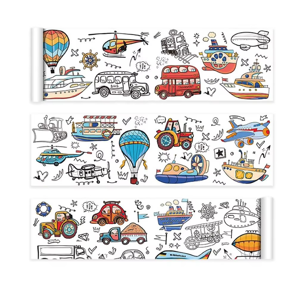 Papier autocollant géant avec motifs variés à colorier