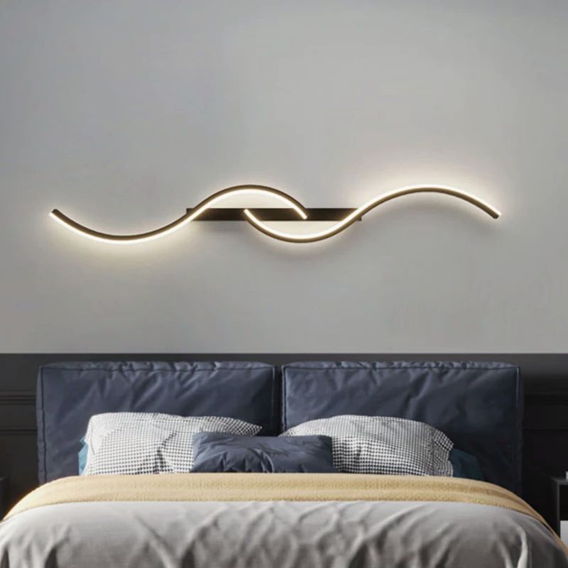 Chambre moderne avec applique LED murale élégante