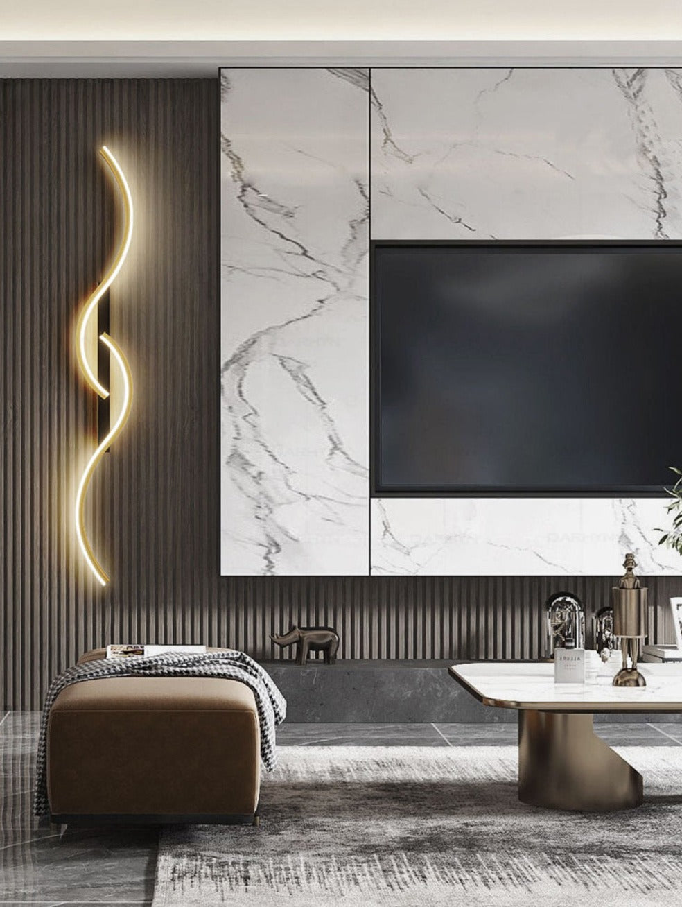 Vue latérale d'une applique LED dans un espace de vie