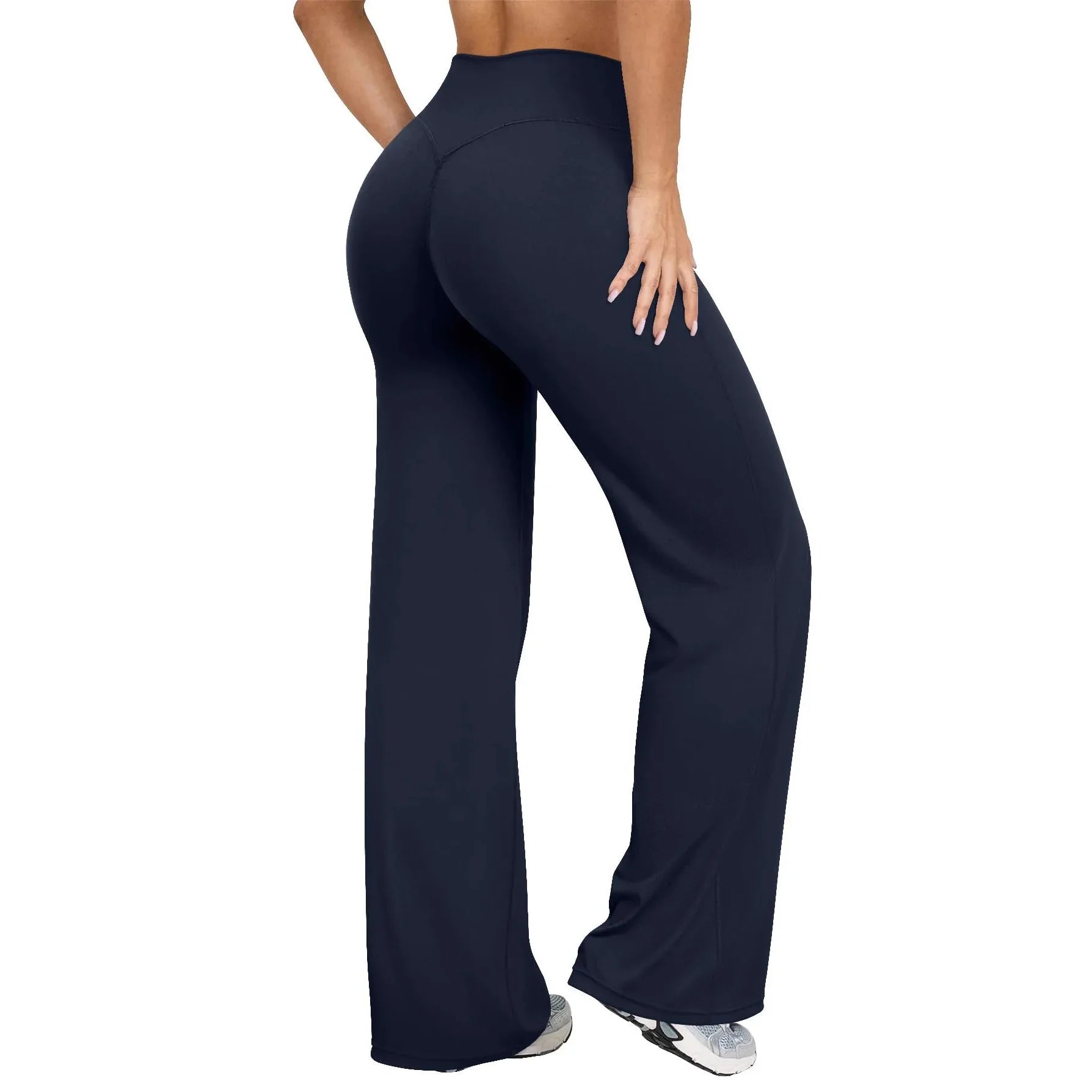 Gros plan sur la taille haute d'un pantalon de yoga ample