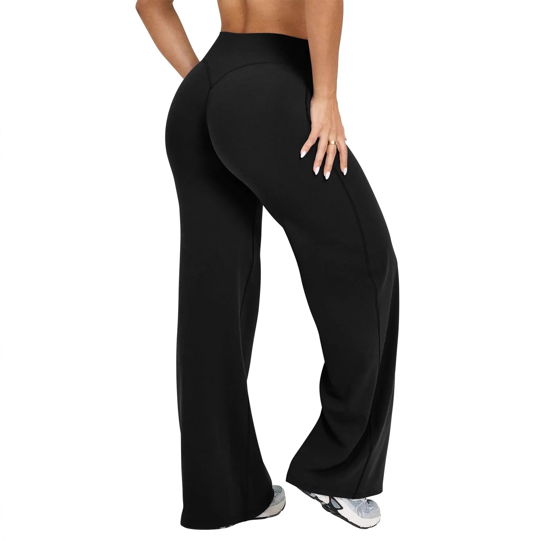 Vue arrière d'un pantalon de yoga ample, tissu respirant
