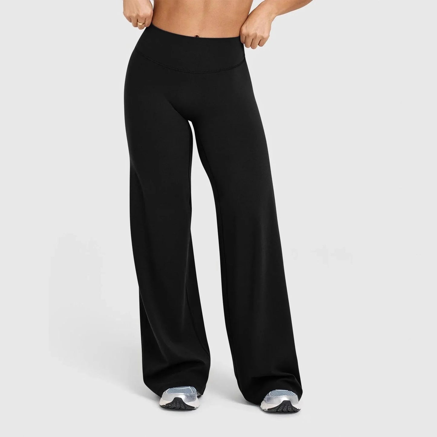 Pantalon de yoga femme, taille haute, jambes amples, vue de côté