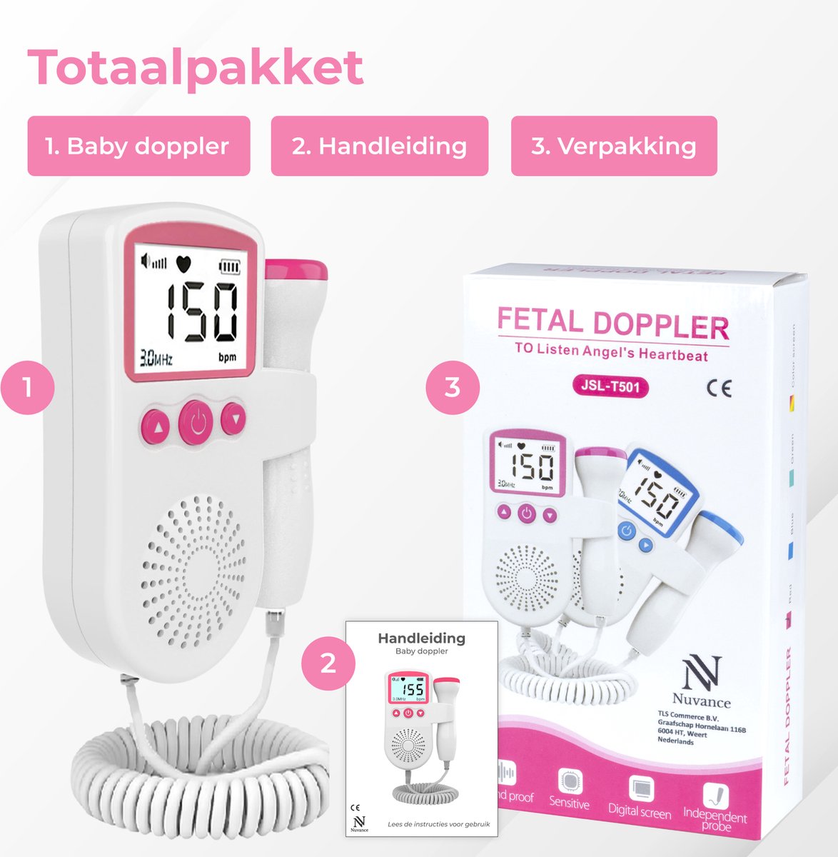 Doppler fœtal posé sur une table avec sonde visible