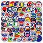 Collection de stickers voyage colorés sur fond blanc