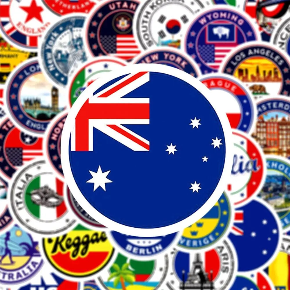 Pack de stickers voyage, détails des motifs visibles