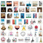 Gros plan sur des stickers représentant des monuments parisiens