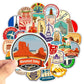 Stickers de voyage multicolores, tailles de 4 à 8 cm
