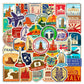 Collection de 50 autocollants PVC, designs de voyage