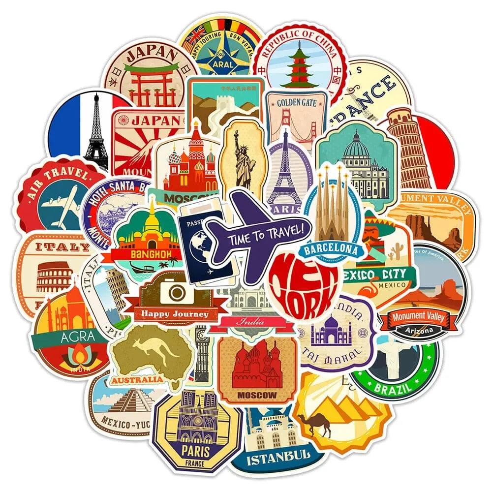 Pack de stickers PVC, idéal pour personnaliser valises