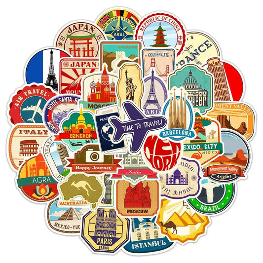 Pack de stickers PVC, idéal pour personnaliser valises