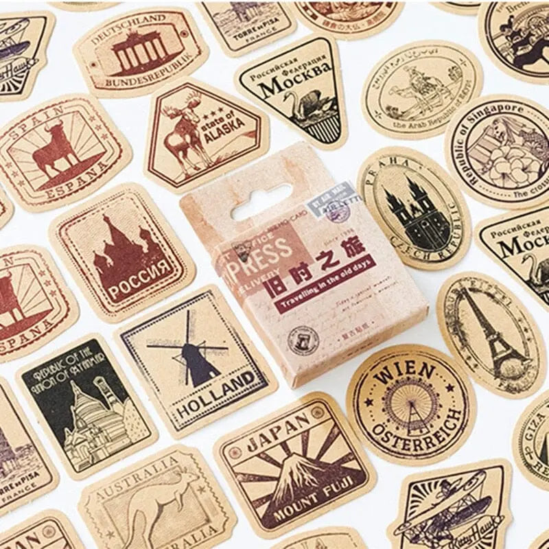 Stickers décoratifs pour valise, ambiance voyageur