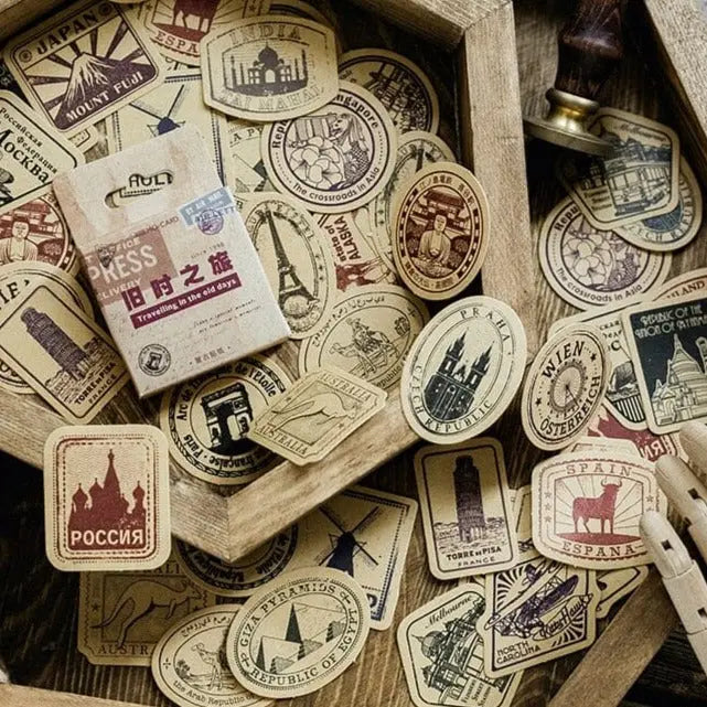 Collection de stickers rétro, idéal pour bagages