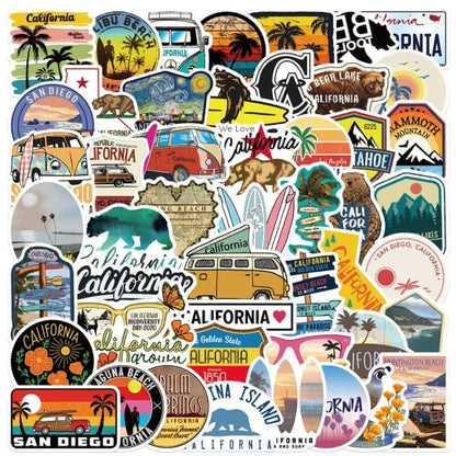 Pack de stickers illustrant la culture et les paysages californiens