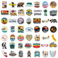Collection de stickers sur le thème californien, vue d'ensemble