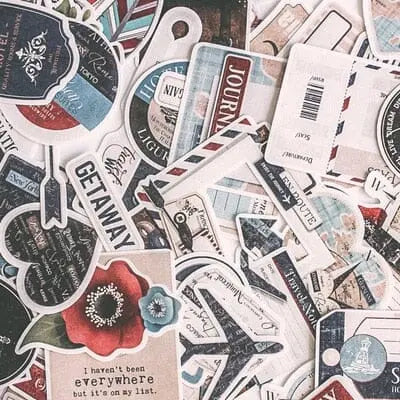 Ensemble de stickers rétro, idéal pour personnalisation de bagages
