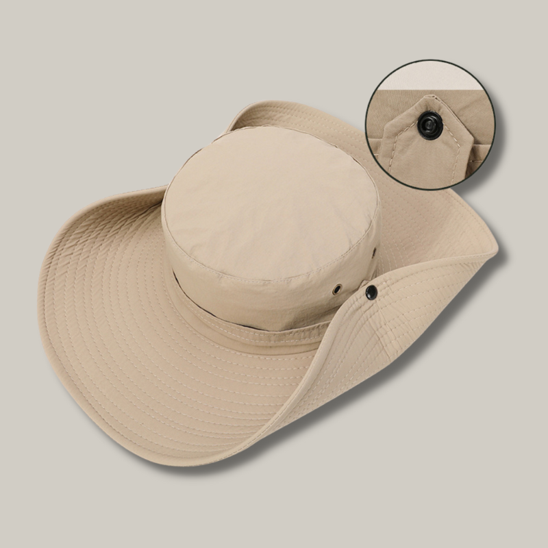 Chapeau safari beige avec large bord protecteur