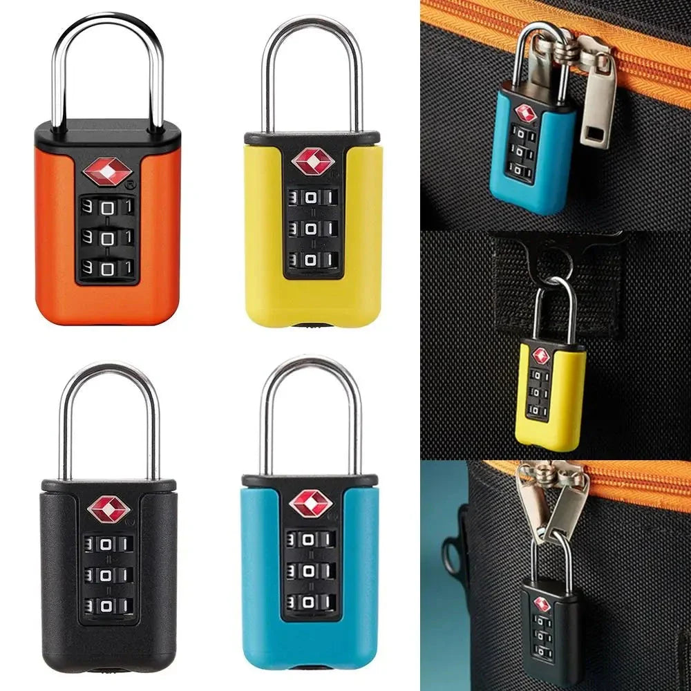 Cadenas TSA à code 3 chiffres sur fond blanc