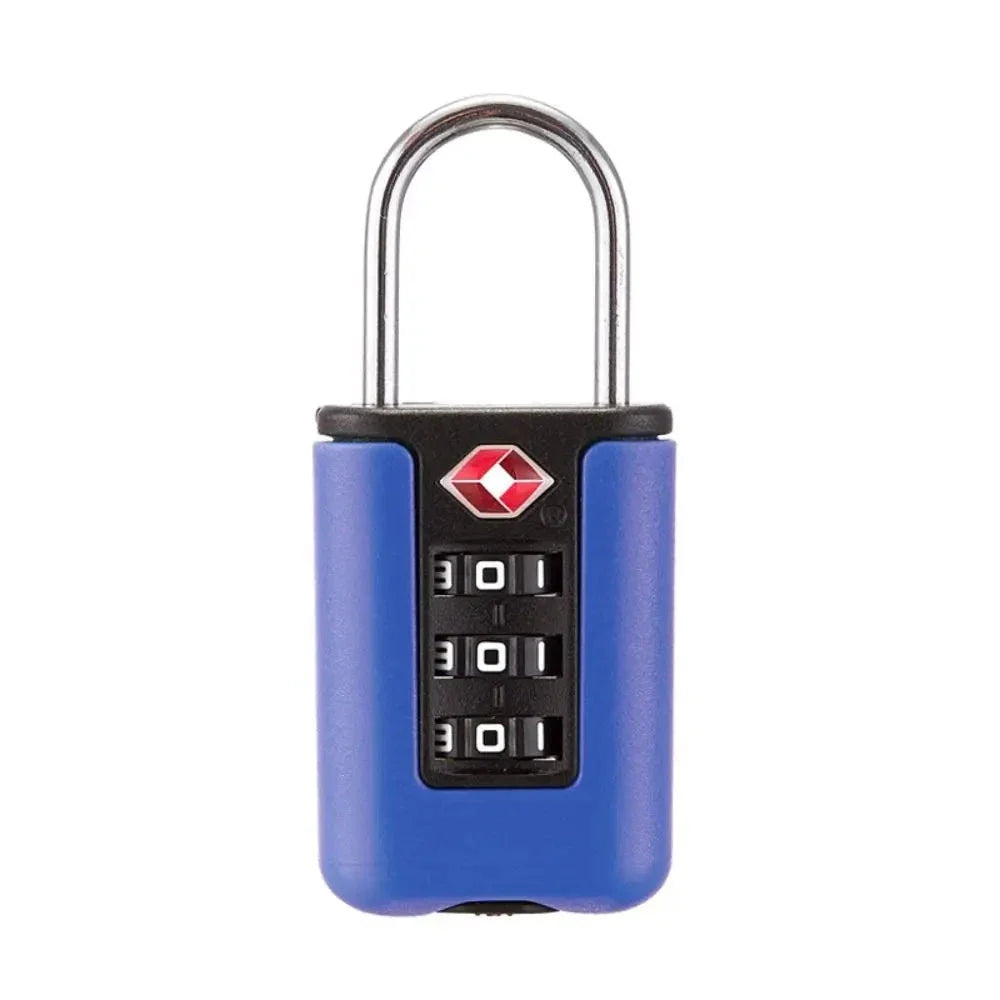 Cadenas TSA bleu marine posé sur une surface
