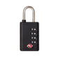 Cadenas TSA noir sur fond blanc
