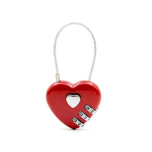 Cadenas rouge sécurisé, forme cœur, pour valise