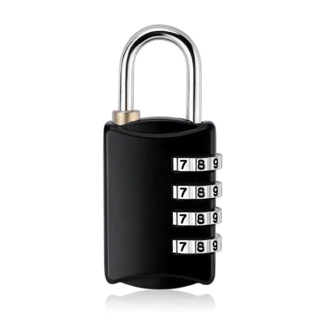 Cadenas noir à combinaison 4 chiffres, vue de face