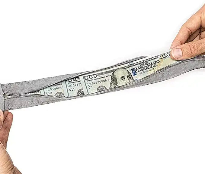 Ceinture grise avec poche zippée cachée pour billets