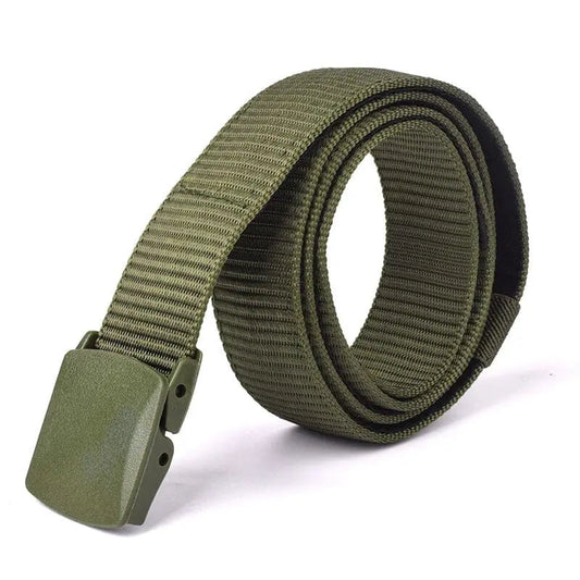 Vue détaillée de la ceinture antivol kaki en nylon