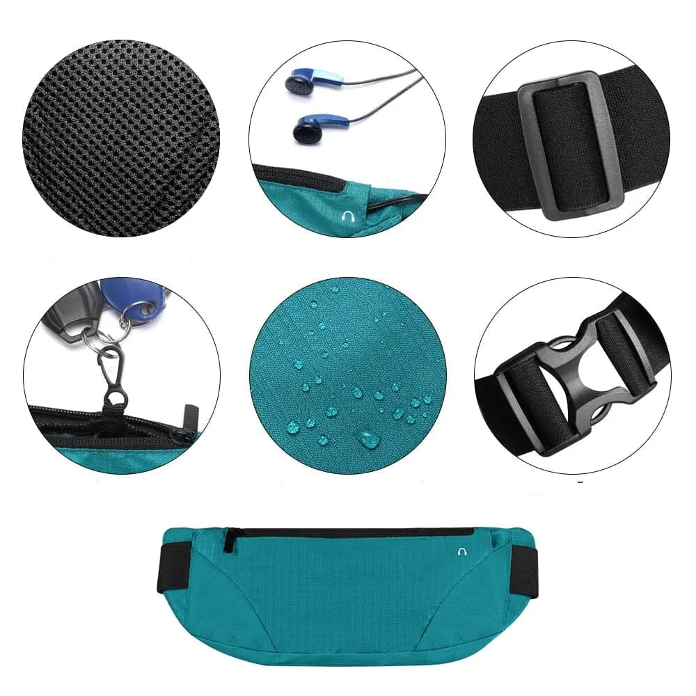 Ceinture de voyage noire avec poche zippée visible