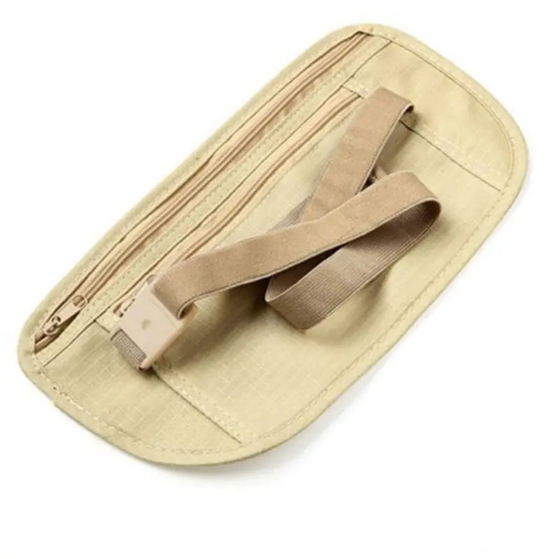 Ceinture de voyage camel avec fermeture à zip discrète