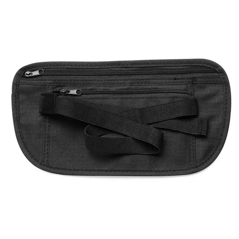 Ceinture noire avec pochettes zippées pour documents sécurisés