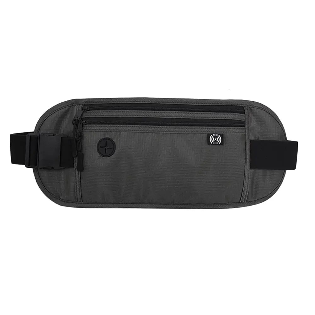 Ceinture de voyage beige avec poches zippées visibles