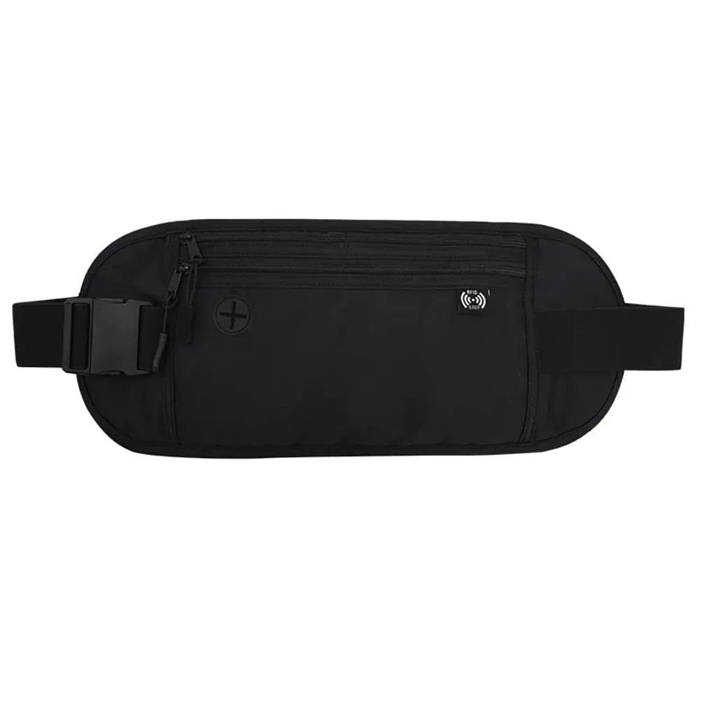 Ceinture noire discrète pour documents de voyage
